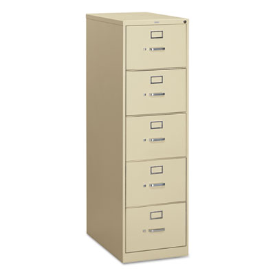 HON® 310 Series Vertical File, 5 Legal-Size File Drawers, Putty, 18.25