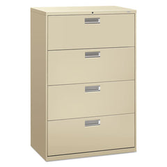 HON® Brigade® 600 Series Lateral File, 4 Legal/Letter-Size File Drawers, Putty, 36" x 18" x 52.5"