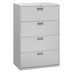 HON® Brigade® 600 Series Lateral File, 4 Legal/Letter-Size File Drawers, Light Gray, 36" x 18" x 52.5"