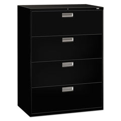 HON® Brigade® 600 Series Lateral File, 4 Legal/Letter-Size File Drawers, Black, 42" x 18" x 52.5"