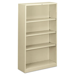 HON® Brigade® Metal Bookcases, Four-Shelf, 34.5w x 12.63d x 59h, Putty