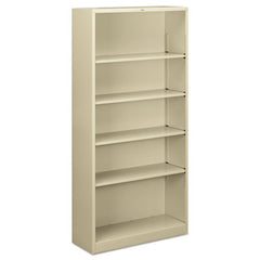 HON® Brigade® Metal Bookcases, Five-Shelf, 34.5w x 12.63d x 71h, Putty