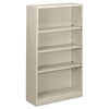 HON® Brigade® Metal Bookcases, Four-Shelf, 34.5w x 12.63d x 59h, Light Gray Standard Multi-Shelf Bookcases - Office Ready