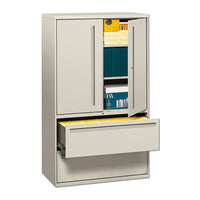 HON® Brigade® 700 Series Lateral File with Storage, Three-Shelf Enclosed Storage, 2 Legal/Letter-Size File Drawers, Gray, 42