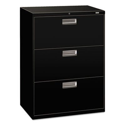 HON® Brigade® 600 Series Lateral File, 3 Legal/Letter-Size File Drawers, Black, 30