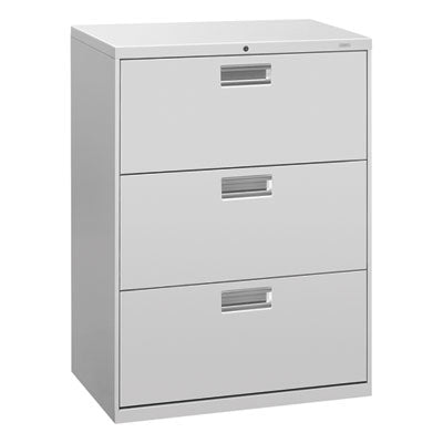 HON® Brigade® 600 Series Lateral File, 3 Legal/Letter-Size File Drawers, Light Gray, 30