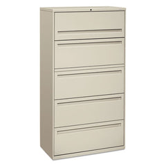 HON® Brigade® 700 Series Lateral File, 4 Legal/Letter-Size File Drawers, 1 File Shelf, 1 Post Shelf, Light Gray, 36" x 18" x 64.25"