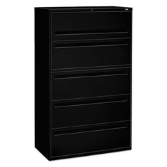 HON® Brigade® 700 Series Lateral File, 4 Legal/Letter-Size File Drawers, 1 File Shelf, 1 Post Shelf, Black, 42" x 18" x 64.25"