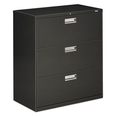 HON® Brigade® 600 Series Lateral File, 3 Legal/Letter-Size File Drawers, Charcoal, 36" x 18" x 39.13"