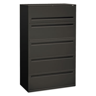 HON® Brigade® 700 Series Lateral File, 4 Legal/Letter-Size File Drawers, 1 File Shelf, 1 Post Shelf, Charcoal, 42