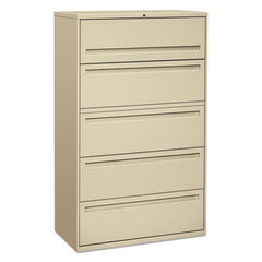 HON® Brigade® 700 Series Lateral File, 4 Legal/Letter-Size File Drawers, 1 File Shelf, 1 Post Shelf, Putty, 42" x 18" x 64.25"