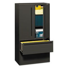 HON® Brigade® 700 Series Lateral File with Storage, Three-Shelf Enclosed Storage, 2 Legal/Letter-Size File Drawers, Charcoal, 36" x 18" x 64.25"