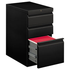 HON® Brigade® Mobile Pedestal, Left or Right, 3-Drawers: Box/Box/File, Letter, Black, 15" x 22.88" x 28"