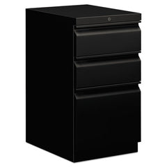 HON® Brigade® Mobile Pedestal, Left or Right, 3-Drawers: Box/Box/File, Letter, Black, 15" x 19.88" x 28"