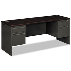 HON® 38000 Series™ Kneespace Credenza, 72w x 24d x 29.5h, Mahogany/Charcoal