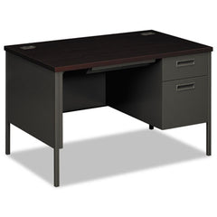 HON® Metro Classic Series Single Pedestal Desk, 48" x 30" x 29.5", Mahogany/Charcoal