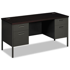 HON® Metro Classic Kneespace Credenza, 60w x 24d x 29.5h, Mahogany/Charcoal