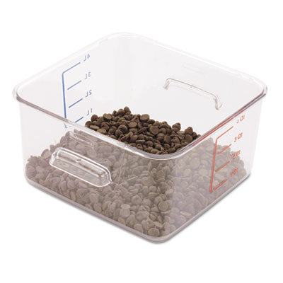 Rubbermaid® Commercial SpaceSaver Square Containers, 4 qt, 8.8 x 8.75 x 4.75, Clear, Plastic Storage Food Containers - Office Ready