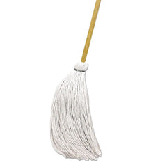 Boardwalk® Handle/Deck Mops, #16 White Rayon Head, 57" Natural Wood Handle, 12/Carton