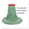 Boardwalk® Super Loop Wet Mop Head, Cotton/Synthetic Fiber, 5" Headband, Large Size, Green, 12/Carton Wet Mop Heads - Office Ready