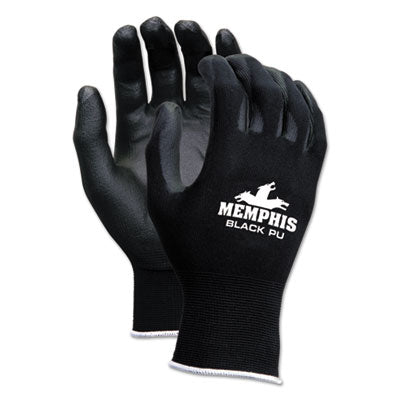 MCR™ Safety Economy PU Coated Work Gloves, Black, Small, Dozen Work Gloves, Coated - Office Ready