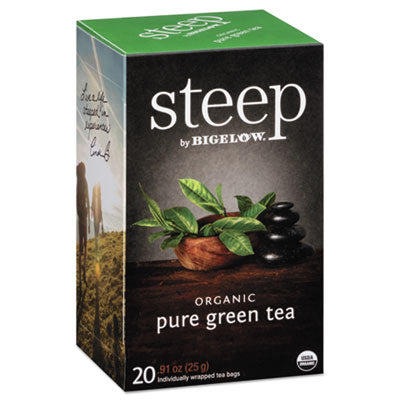 Bigelow® steep Tea, Pure Green, 0.91 oz Tea Bag, 20/Box Tea Bags - Office Ready