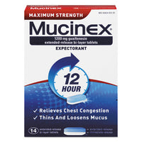 Mucinex® Maximum Strength Expectorant, 14 Tablets/Box Cold/Flu Relief - Office Ready