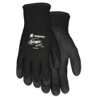 MCR™ Safety Ninja Ice Gloves, Black, Large Work Gloves, Coated - Office Ready