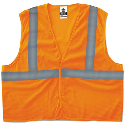 ergodyne® GloWear® 8205HL Type R Class 2 Super Econo Mesh Safety Vest, Small to Medium, Orange Safety Vests - Office Ready