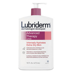 Lubriderm® Advanced Therapy Moisturizing Hand and Body Lotion, 16 oz Pump Bottle, 12/Carton