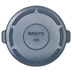 Rubbermaid® Commercial BRUTE Self-Draining Flat Top Lids, 24.5" Diameter x 1.5h, Gray