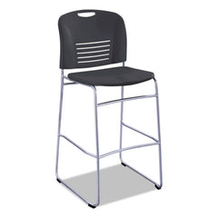 Safco® Vy™ Sled Base Bistro Chair, Supports Up to 350 lb, 30.5" Seat Height, Black Seat, Black Back, Silver Base