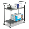 Safco® Wire Utility Cart, Metal, 2 Shelves, 400 lb Capacity, 43.75" x 19.25" x 40.5", Black General Utility Carts - Office Ready