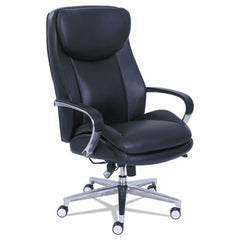 La-Z-Boy® Commercial 2000 Big & Tall Executive Chair with Dynamic Lumbar Support, Lumbar, Supports 400 lb, 20.25" to 23.25" Seat Height, Black Seat/Back, Silver Base