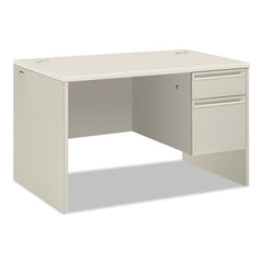 HON® 38000 Series™ Single Pedestal Desk, 48" x 30" x 30", Light Gray/Silver