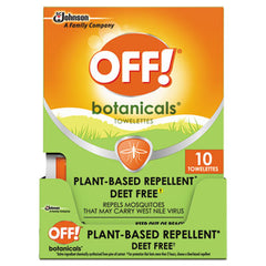 OFF!® Botanicals Insect Repellent, Box, 10 Wipes/Pack, 8 Packs/Carton