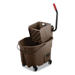 Rubbermaid® Commercial WaveBrake 2.0 Bucket/Wringer Combos, Side-Press, 35 qt, Plastic, Brown