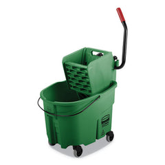 Rubbermaid® Commercial WaveBrake® 2.0 Bucket/Wringer Combos, Side-Press, 35 qt, Plastic, Green