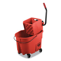 Rubbermaid® Commercial WaveBrake 2.0 Bucket/Wringer Combos, Side-Press, 35 qt, Plastic, Red Mop Bucket Carts - Office Ready