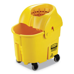 Rubbermaid® Commercial WaveBrake® Institution Bucket and Wringer Combos, Down-Press, 35 qt, Plastic, Yellow