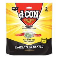 d-CON® Disposable Bait Station, 3 x 3 x 1.25, 3 Bait Stations/Pack, 6 Packs/Carton Rodent Control Poison - Office Ready