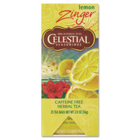 Celestial Seasonings® Tea, Herbal Lemon Zinger, 25/Box Tea Bags - Office Ready