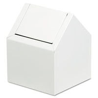 HOSPECO® Double Entry, Swing Top Floor Receptacle, Swing Top Floor Receptacle, Metal, White Sanitary Napkin Waste Bins - Office Ready