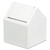 HOSPECO® Double Entry, Swing Top Floor Receptacle, Swing Top Floor Receptacle, Metal, White Sanitary Napkin Waste Bins - Office Ready