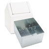 HOSPECO® Double Entry, Swing Top Floor Receptacle, Swing Top Floor Receptacle, Metal, White Sanitary Napkin Waste Bins - Office Ready