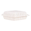 Dart® Hinged Lid Containers, Single Compartment, 9 x 8.8 x 3, White, Plastic, 150/Carton Takeout Food Containers - Office Ready