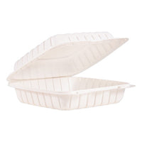 Dart® Hinged Lid Containers, Single Compartment, 9 x 8.8 x 3, White, Plastic, 150/Carton Takeout Food Containers - Office Ready