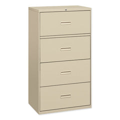 HON® 400 Series Lateral File, 4 Legal/Letter-Size File Drawers, Putty, 36" x 18" x 52.5"