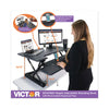 Victor® High Rise Height Adjustable Standing Desk with Keyboard Tray, 36" x 31.25" x 5.25" to 20", Gray/Black Desktop-Mounted Sit/Stand Workstations - Office Ready