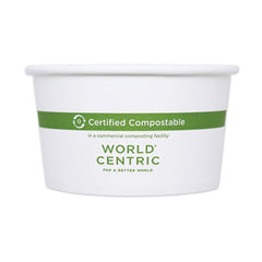 World Centric® Paper Bowls, 16 oz, 4.4" Diameter x 3" h, White, 500/Carton